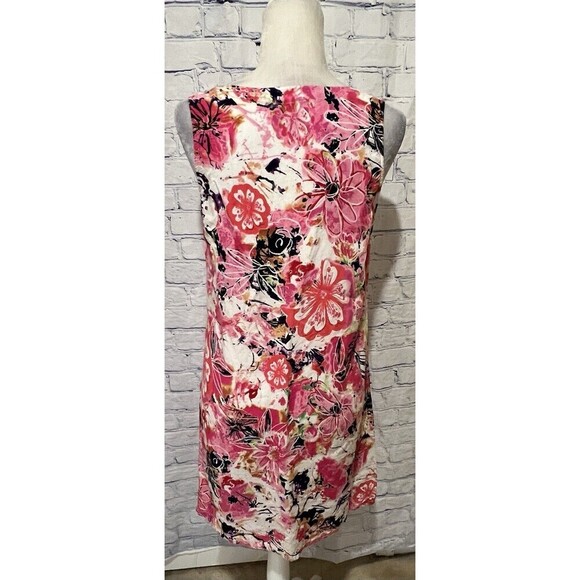 Pineapple Cove Pink Tropical Floral Rayon A-Line Sleeveless Dress Womens Large - Picture 4 of 6